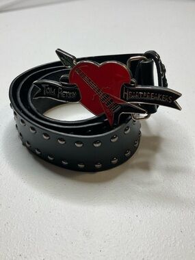 Tom Petty and the Heartbreakers inspired Belt Buckle with Studded Pleather Belt